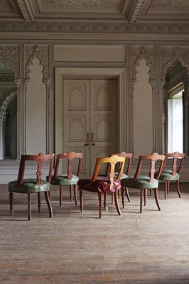 Lot 77 - ☘ A set of four Victorian Aesthetic-style oak library chairs