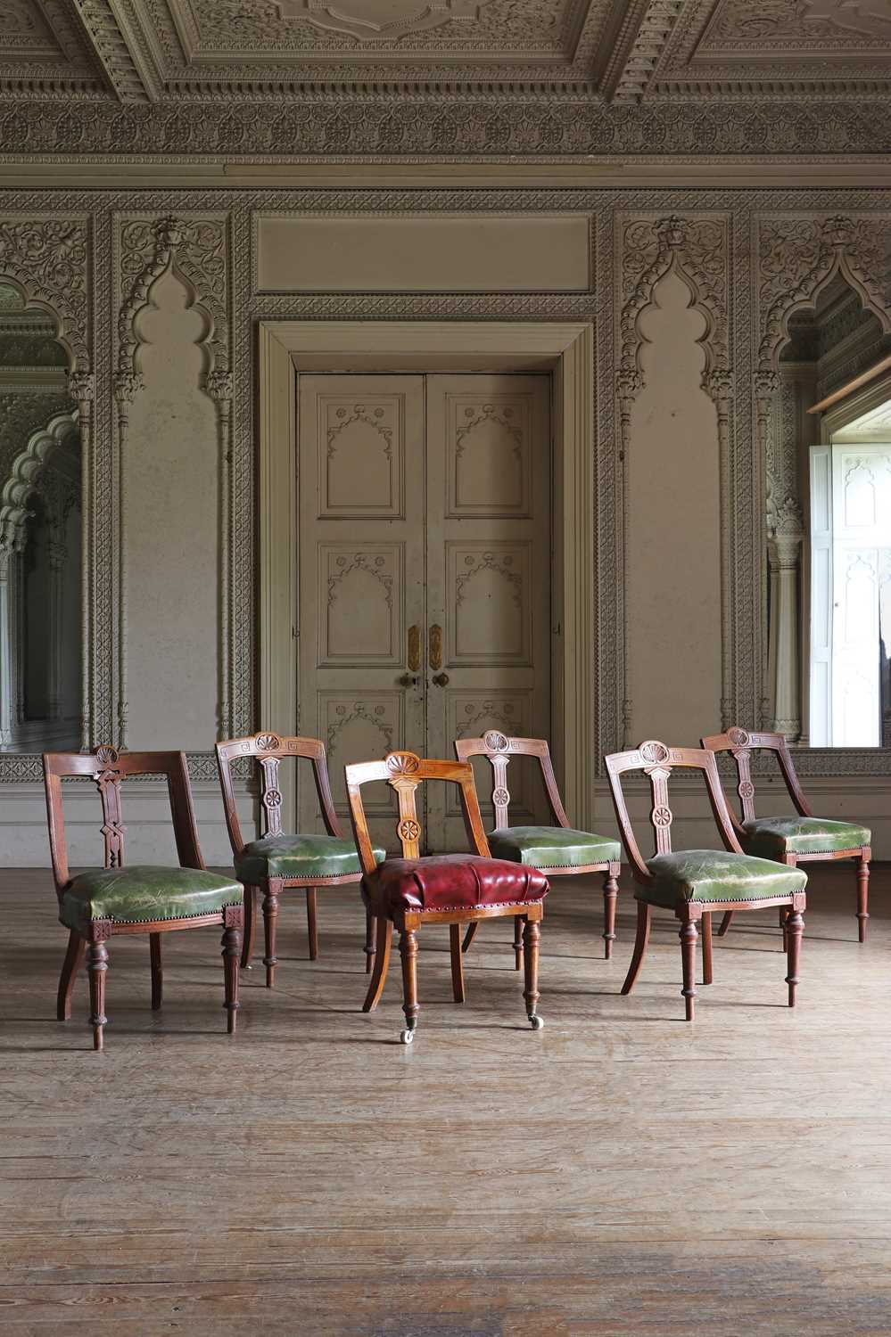 Lot 77 - ☘ A set of four Victorian Aesthetic-style oak library chairs