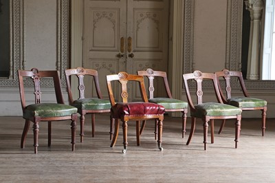 Lot 77 - ☘ A set of four Victorian Aesthetic-style oak library chairs