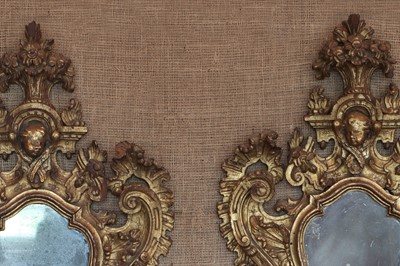 Lot 130 - ☘ A pair of Italian giltwood-framed girandoles