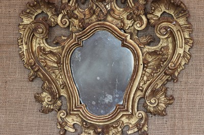 Lot 130 - ☘ A pair of Italian giltwood-framed girandoles