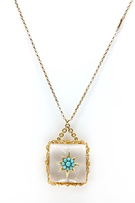 Lot 14 - A Victorian turquoise and rock crystal clasp converted to a pendant
