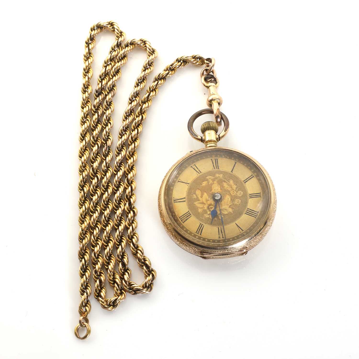 Lot 406 A gold pocket watch and chain,