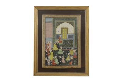 Lot 242 - A large Moghul painting on linen