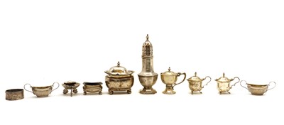 Lot 98 - A collection of silver cruet items