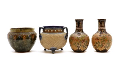 Lot 202 - A pair of Doulton Lambeth stoneware vases