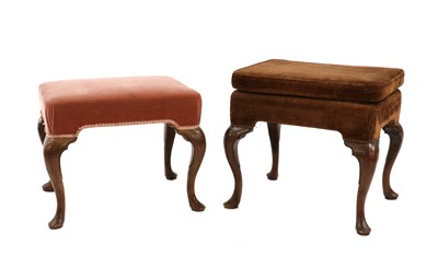 Lot 449 - A near pair of George II mahogany stools