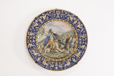 Lot 348 - An Urbino-style 'istoriato' maiolica charger