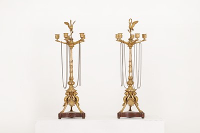 Lot 317 - A pair of Napoleon III Empire-style gilt-bronze and marble candelabra