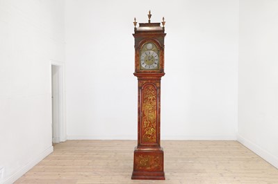Lot 163 - A George II scarlet and gilt-japanned longcase clock
