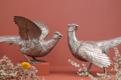 Lot 75 - A pair of German silver pheasants