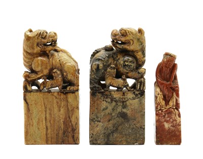 Lot 157 - A group of three Chinese soapstone seals