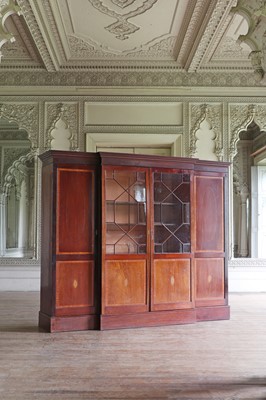 Lot 222 - ☘ An Edwardian inlaid mahogany breakfront bookcase