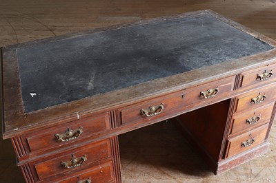 Lot 41 - A Victorian walnut pedestal desk