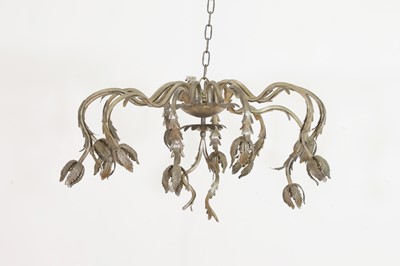 Lot 285 - A silvered-brass foliate ceiling light