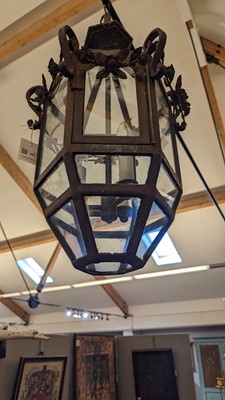 Lot 483 - A wrought-iron porch lantern