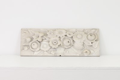Lot 186 - A white marble fireplace tablet