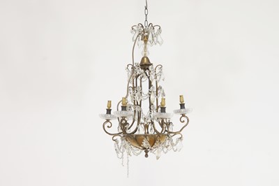Lot 338 - A gilt-brass and glass ceiling light in the style of Maison Baguès