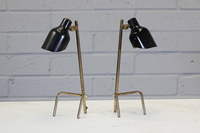 Lot 422 - A pair of Italian brass and black-enamelled desk lamps