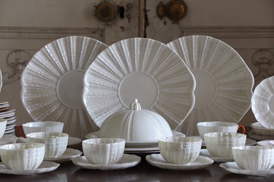 Lot 373 - ☘ A quantity of Belleek 'Echinus' porcelain teawares