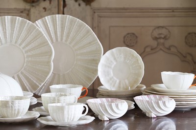 Lot 373 - ☘ A quantity of Belleek 'Echinus' porcelain teawares
