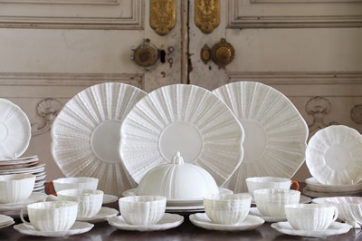 Lot 373 - ☘ A quantity of Belleek 'Echinus' porcelain teawares