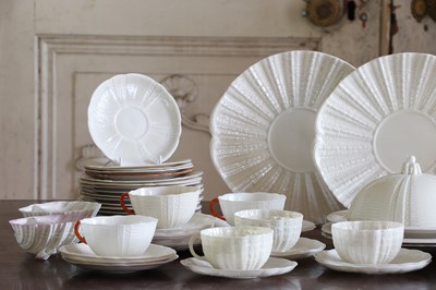 Lot 373 - ☘ A quantity of Belleek 'Echinus' porcelain teawares