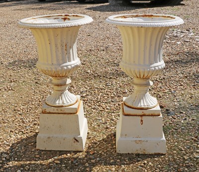 Lot 495 - A pair of iron Campana urns