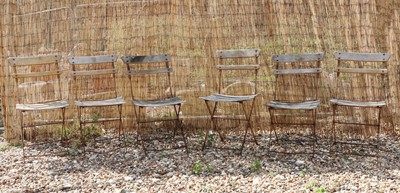 Lot 491 - A set six of French iron folding bistro or garden chairs