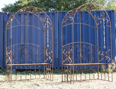 Lot 458 - A pair of wrought iron arbour seats