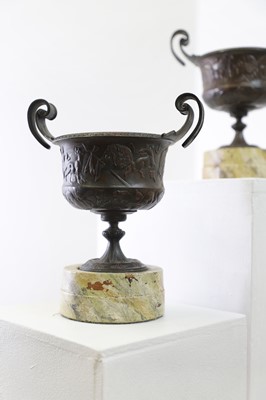 Lot 117 - A pair of grand tour bronze urns