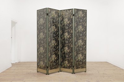 Lot 150 - A painted paper four-fold screen