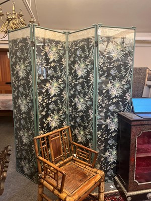 Lot 150 - A painted paper four-fold screen