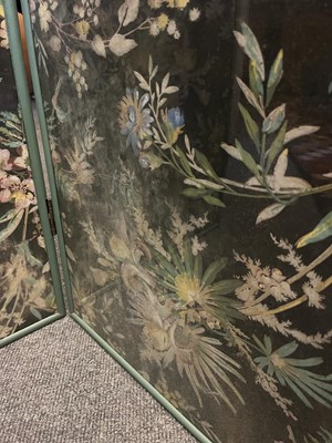 Lot 150 - A painted paper four-fold screen