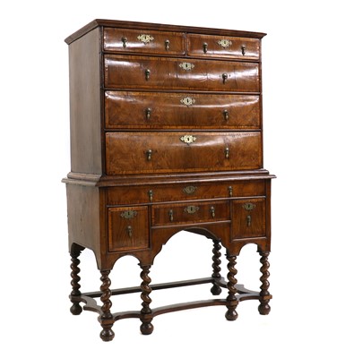 Lot 420 - A William and Mary walnut chest on stand
