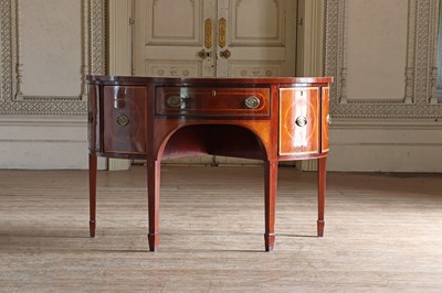 Lot 113 - ☘ A George III-style mahogany bow-front sideboard