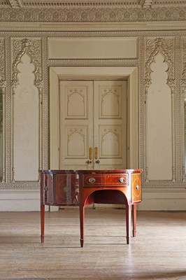 Lot 113 - ☘ A George III-style mahogany bow-front sideboard