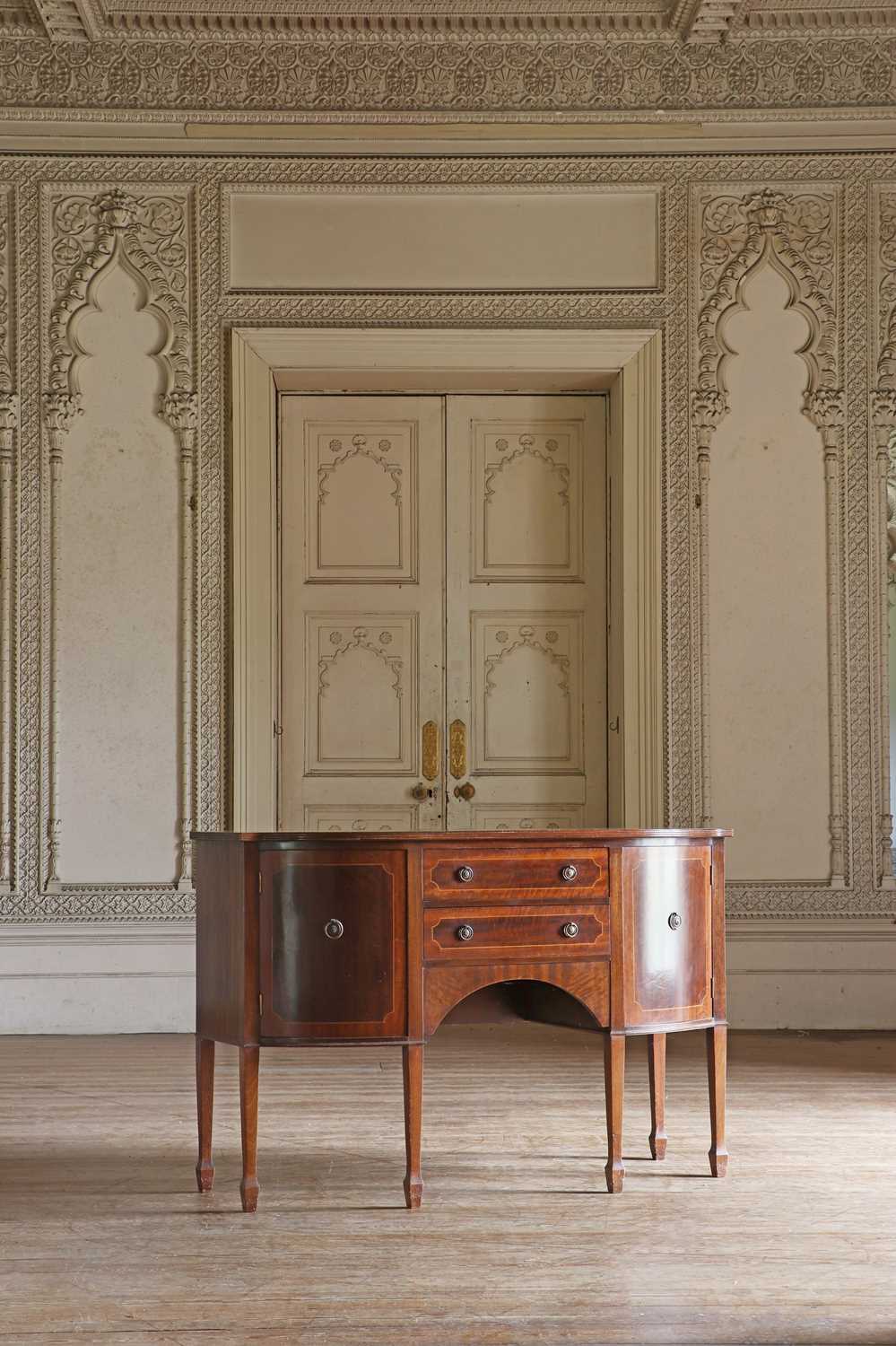 Lot 113 - ☘ A George III-style mahogany bow-front sideboard