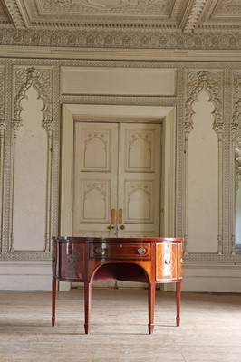 Lot 113 - ☘ A George III-style mahogany bow-front sideboard