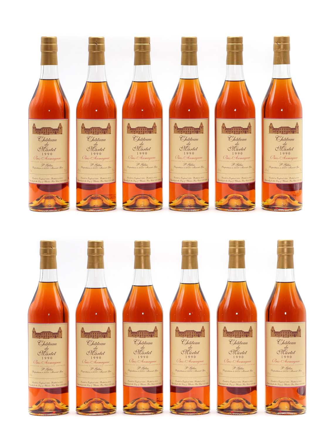 Lot 215 - Bas-Armagnac, Chateau de Martet, P Gelas, 1990, landed 1994, bottled 2005, 42% vol, 70 cl (12)