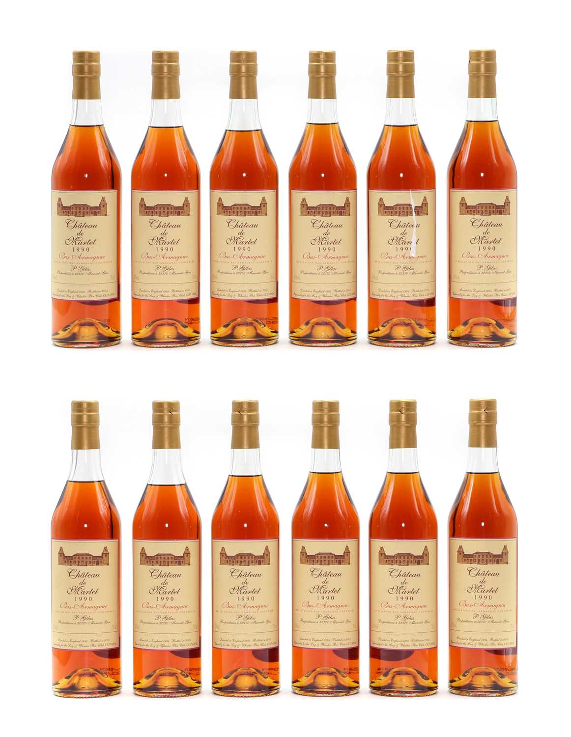 Lot 216 - Bas-Armagnac, Chateau de Martet, P Gelas, 1990, landed 1994, bottled 2005, 42% vol, 70 cl (12)