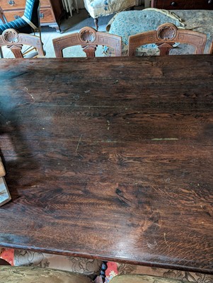 Lot 85 - A large oak refectory table