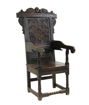 Lot 408 - An oak Wainscot chair