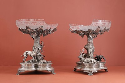 Lot 77 - A Victorian three-piece silver-plated table garniture