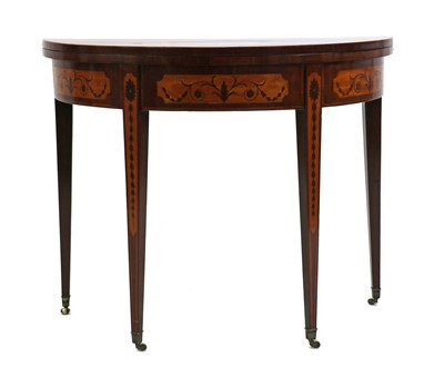 Lot 396 - A George III mahogany, tulipwood, satinwood, harewood and marquetry card table