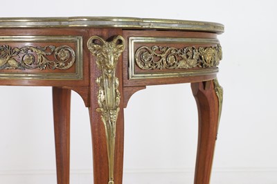 Lot 284 - A Louis XV-style mahogany, ormolu and bois satiné parquetry centre table