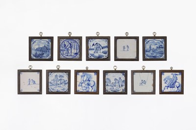 Lot 458 - A collection of delft blue-and-white-glazed pottery hanging tiles