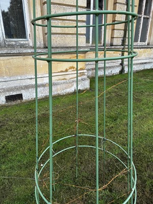 Lot 432 - A set of six modern obelisk ironwork garden plant stands