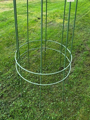 Lot 432 - A set of six modern obelisk ironwork garden plant stands