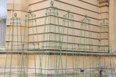 Lot 432 - A set of six modern obelisk ironwork garden plant stands